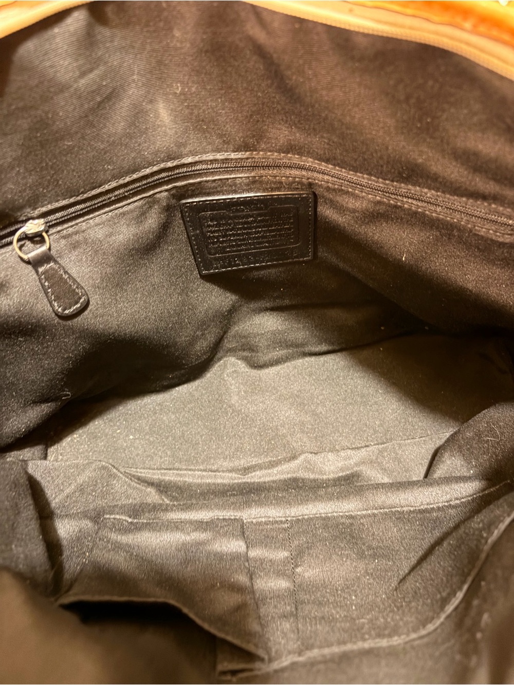 Coach Black Patent Leather Tote with Tan Trim - Picture 3 of 8